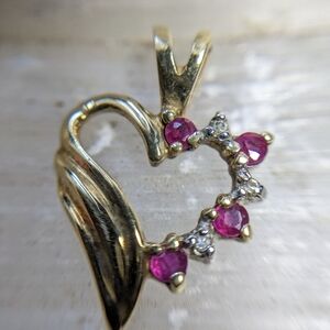 Ruby Heart Pendant in Genuine 10K Gold